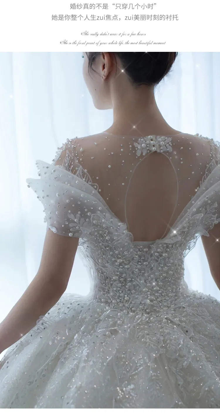 Elegant 2025 Luxury French Bridal Wedding Dress for Pregnant Brides - Princess Style with Train, High-Quality Heavy Industry Design showcase 13