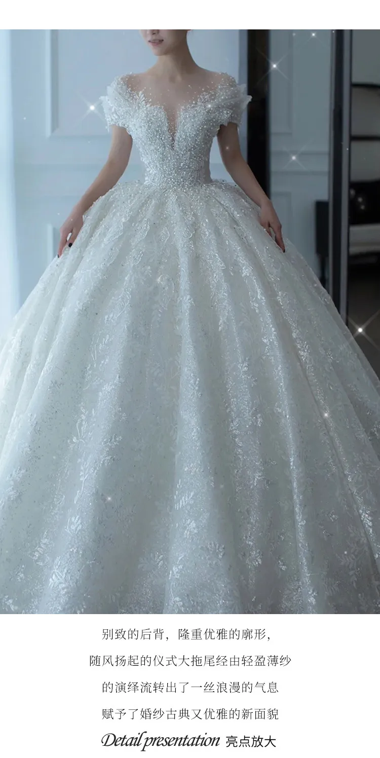 Elegant 2025 Luxury French Bridal Wedding Dress for Pregnant Brides - Princess Style with Train, High-Quality Heavy Industry Design showcase 7