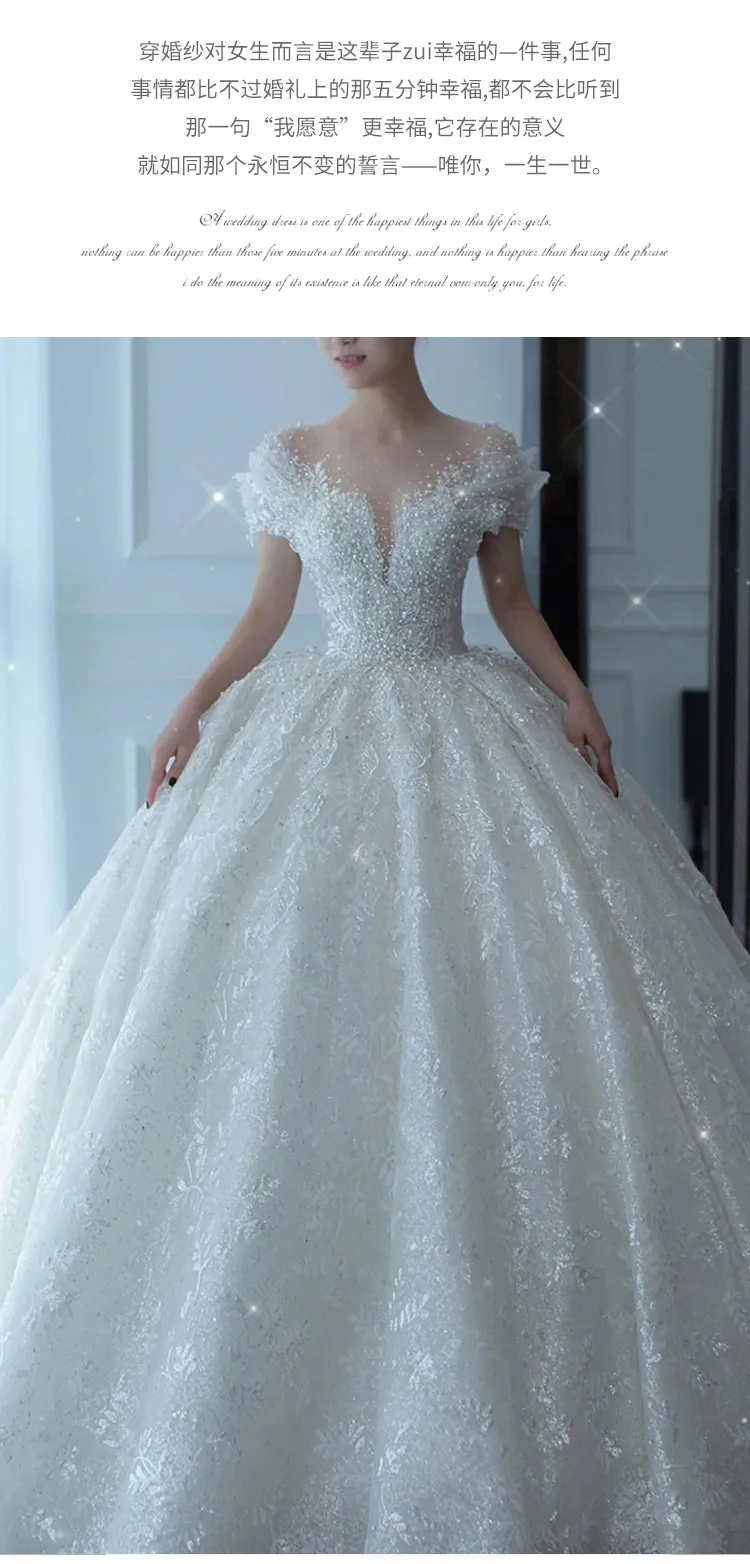Elegant 2025 Luxury French Bridal Wedding Dress for Pregnant Brides - Princess Style with Train, High-Quality Heavy Industry Design showcase 12