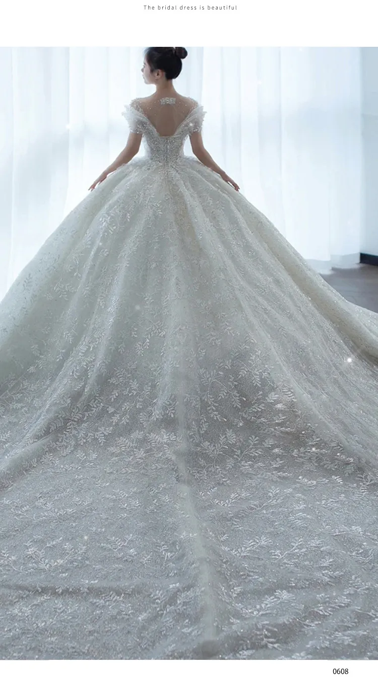 Elegant 2025 Luxury French Bridal Wedding Dress for Pregnant Brides - Princess Style with Train, High-Quality Heavy Industry Design showcase 16