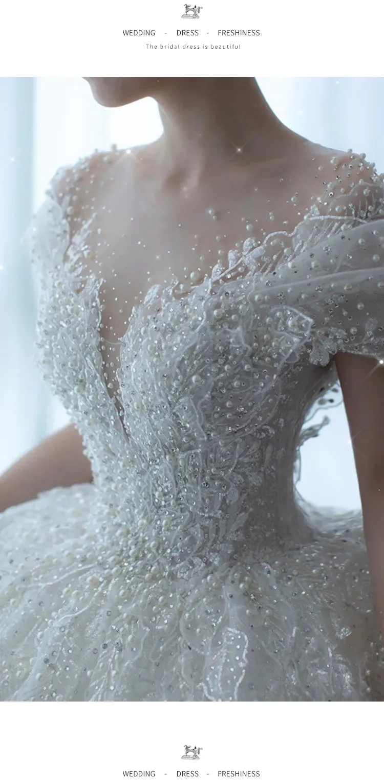 Elegant 2025 Luxury French Bridal Wedding Dress for Pregnant Brides - Princess Style with Train, High-Quality Heavy Industry Design showcase 15