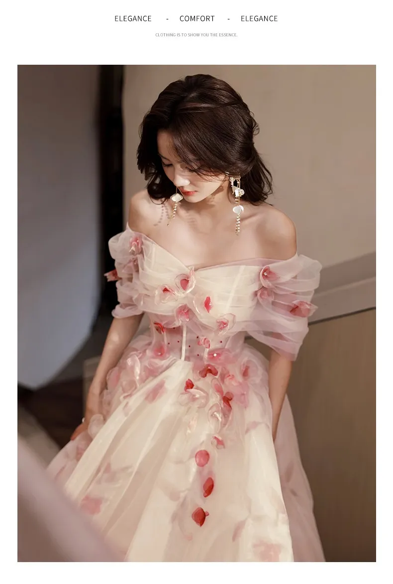 Elegant Off-Shoulder Wedding Dress 2026 Princess Style Host Performance Gown for Special Occasions showcase 8