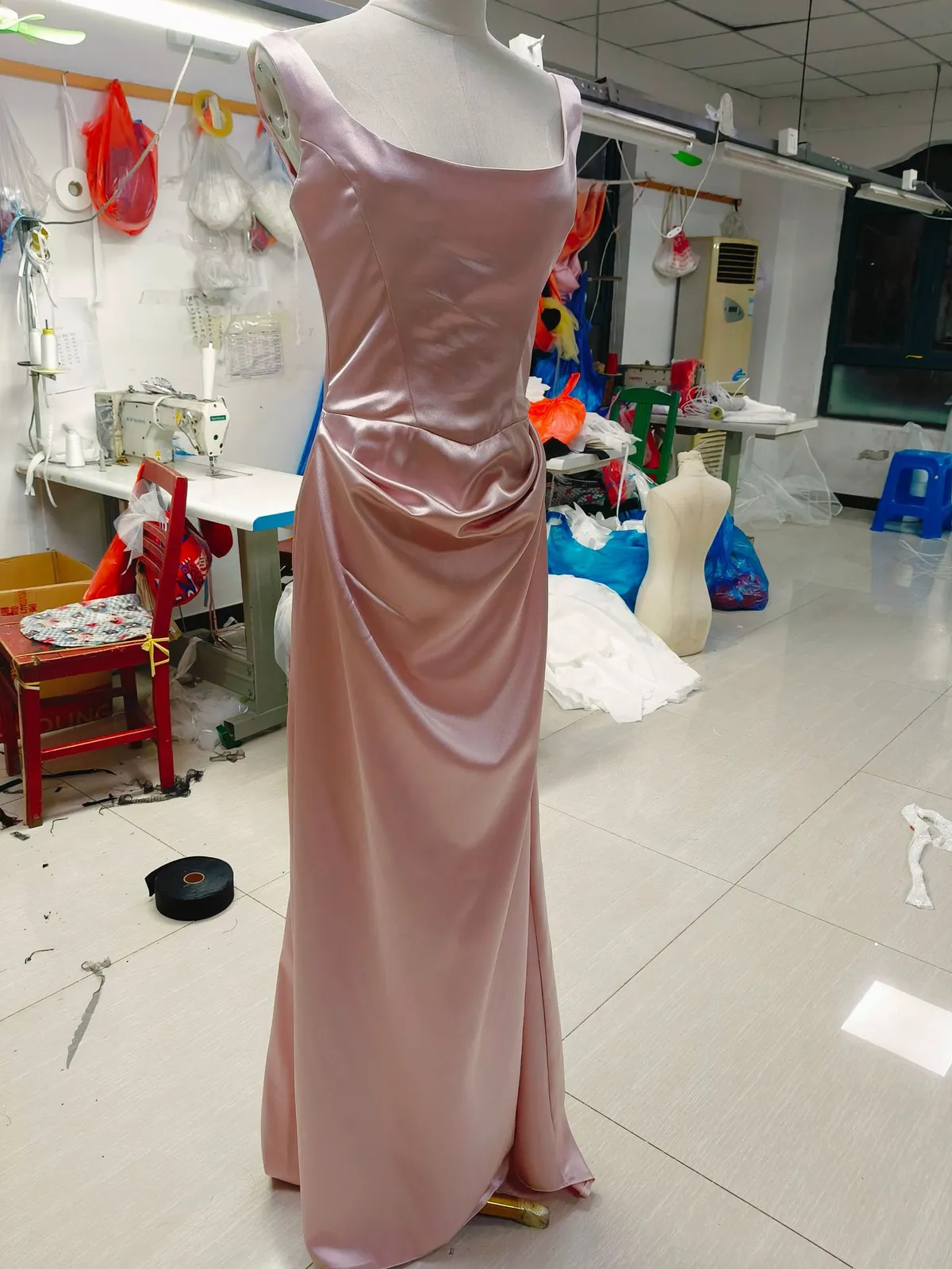 Elegant Satin Long Sleeve Wedding Dress for Banquet, Bridal Gown, Empress Dowager Inspired Design, Formal Evening Party Attire showcase 14