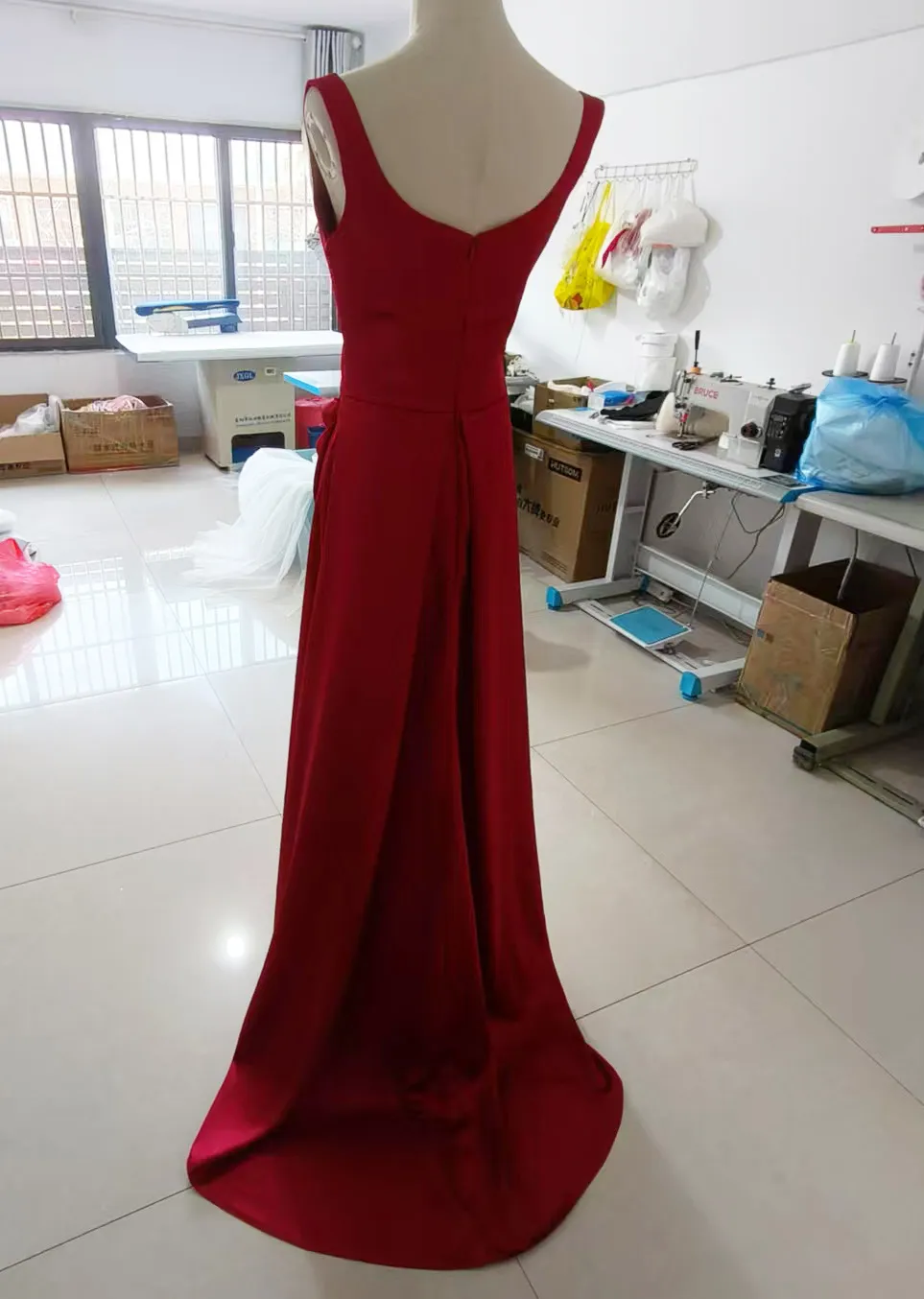 Elegant Satin Long Sleeve Wedding Dress for Banquet, Bridal Gown, Empress Dowager Inspired Design, Formal Evening Party Attire showcase 13