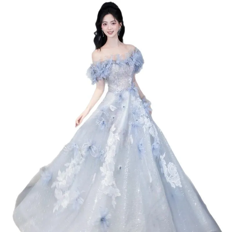 Elegant Blue Evening Gown for Women, 2026 Luxury Niche Design, Perfect for Weddings, Birthdays, and Special Occasions thumbnail 5