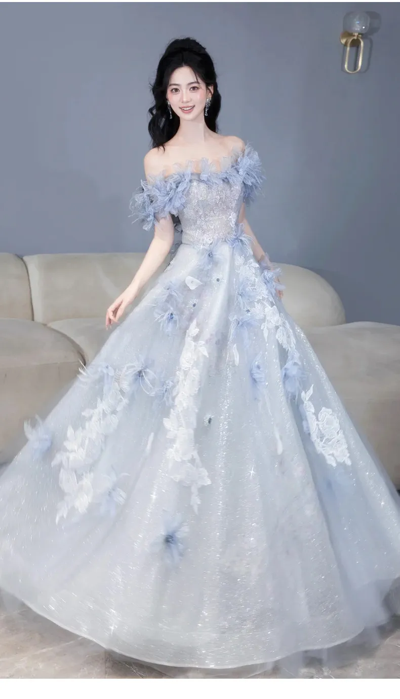 Elegant Blue Evening Gown for Women, 2026 Luxury Niche Design, Perfect for Weddings, Birthdays, and Special Occasions showcase 4