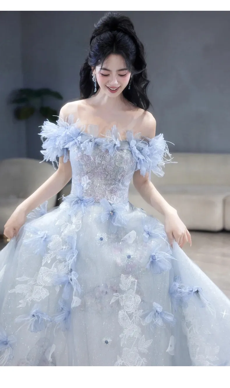 Elegant Blue Evening Gown for Women, 2026 Luxury Niche Design, Perfect for Weddings, Birthdays, and Special Occasions showcase 6