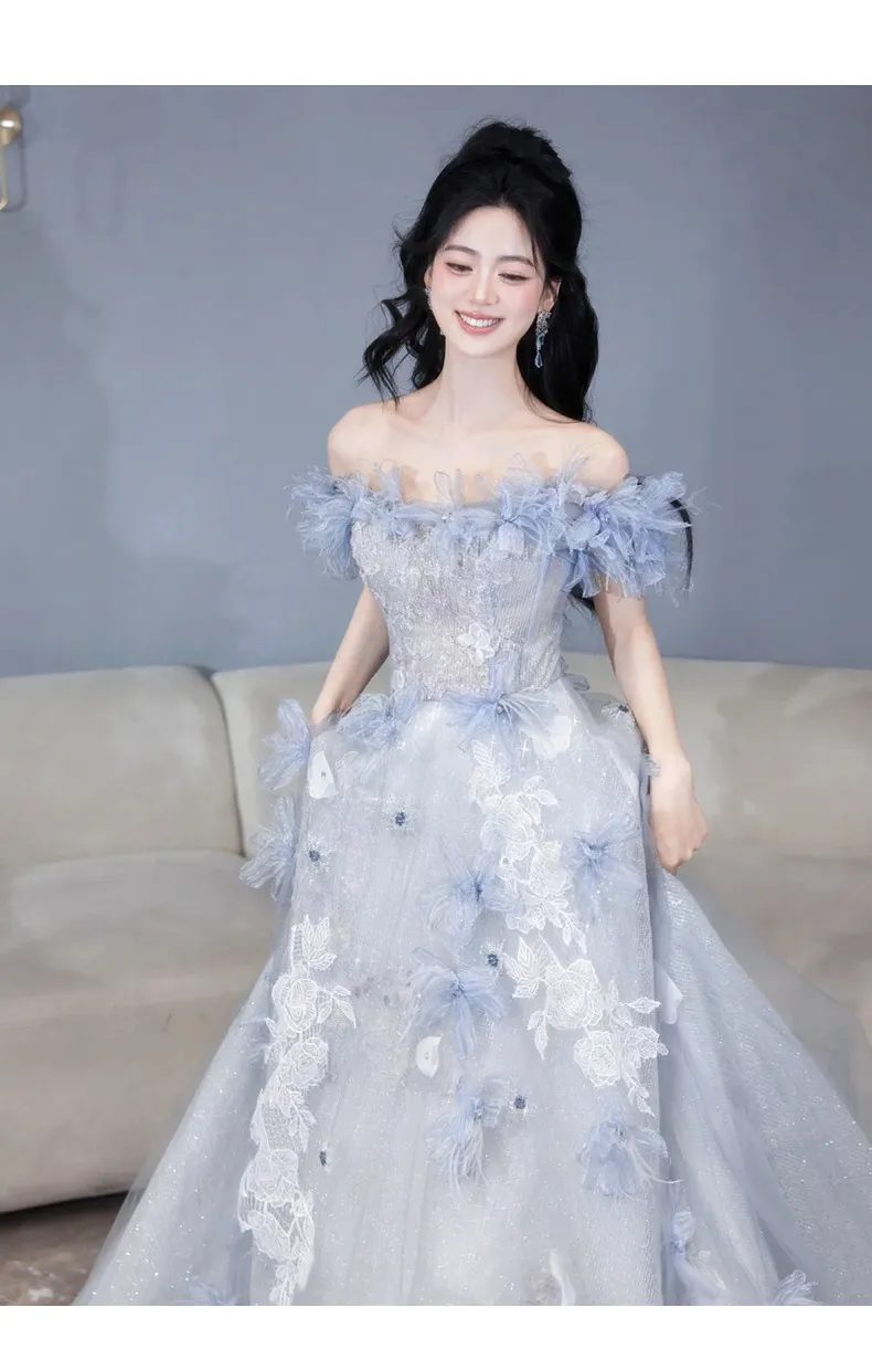 Elegant Blue Evening Gown for Women, 2026 Luxury Niche Design, Perfect for Weddings, Birthdays, and Special Occasions showcase 13