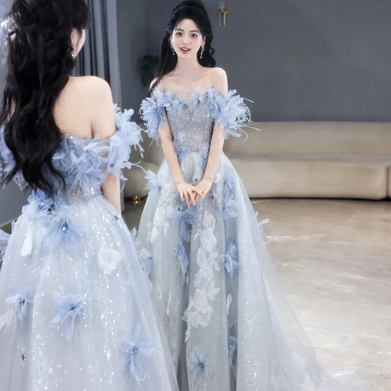 Elegant Blue Evening Gown for Women, 2026 Luxury Niche Design, Perfect for Weddings, Birthdays, and Special Occasions thumbnail 6