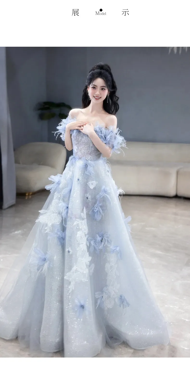 Elegant Blue Evening Gown for Women, 2026 Luxury Niche Design, Perfect for Weddings, Birthdays, and Special Occasions showcase 5