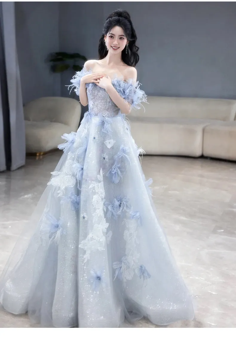 Elegant Blue Evening Gown for Women, 2026 Luxury Niche Design, Perfect for Weddings, Birthdays, and Special Occasions showcase 11