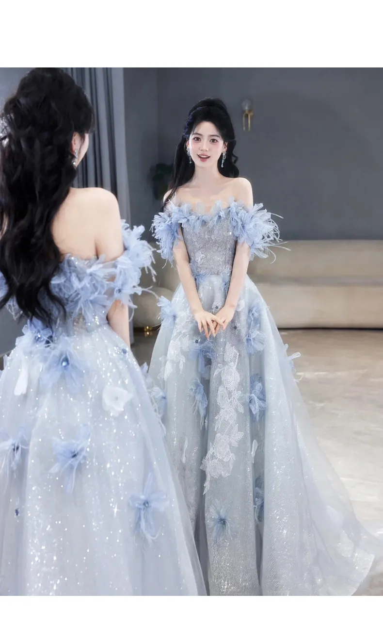 Elegant Blue Evening Gown for Women, 2026 Luxury Niche Design, Perfect for Weddings, Birthdays, and Special Occasions showcase 9