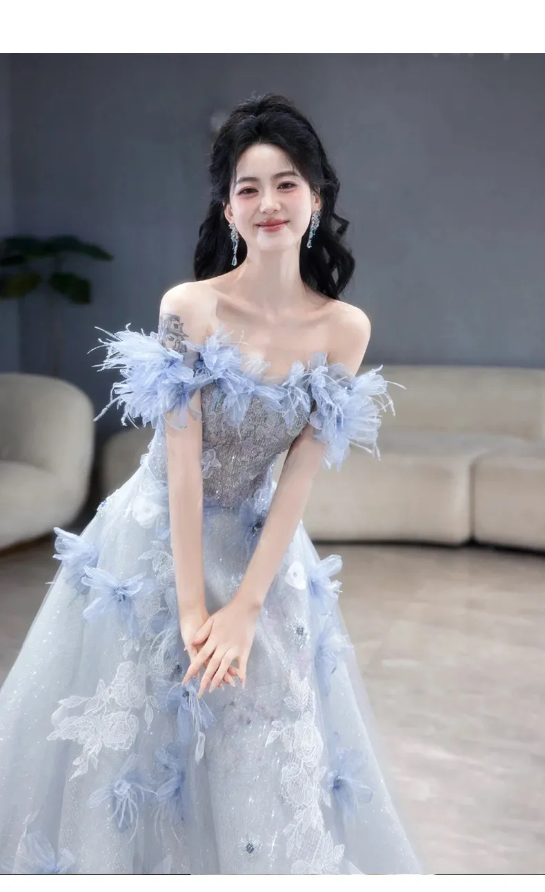 Elegant Blue Evening Gown for Women, 2026 Luxury Niche Design, Perfect for Weddings, Birthdays, and Special Occasions showcase 8