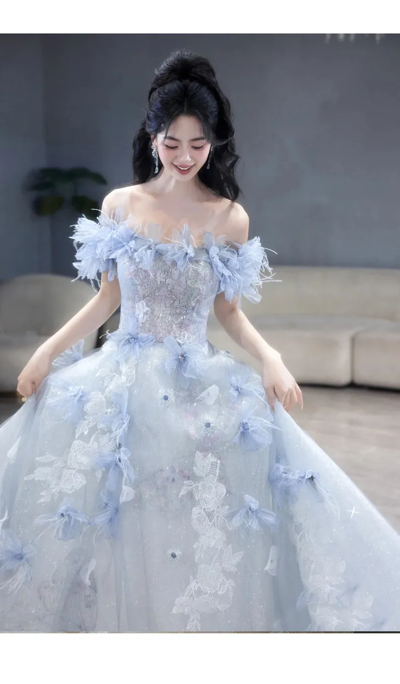 Elegant Blue Evening Gown for Women, 2026 Luxury Niche Design, Perfect for Weddings, Birthdays, and Special Occasions showcase 12