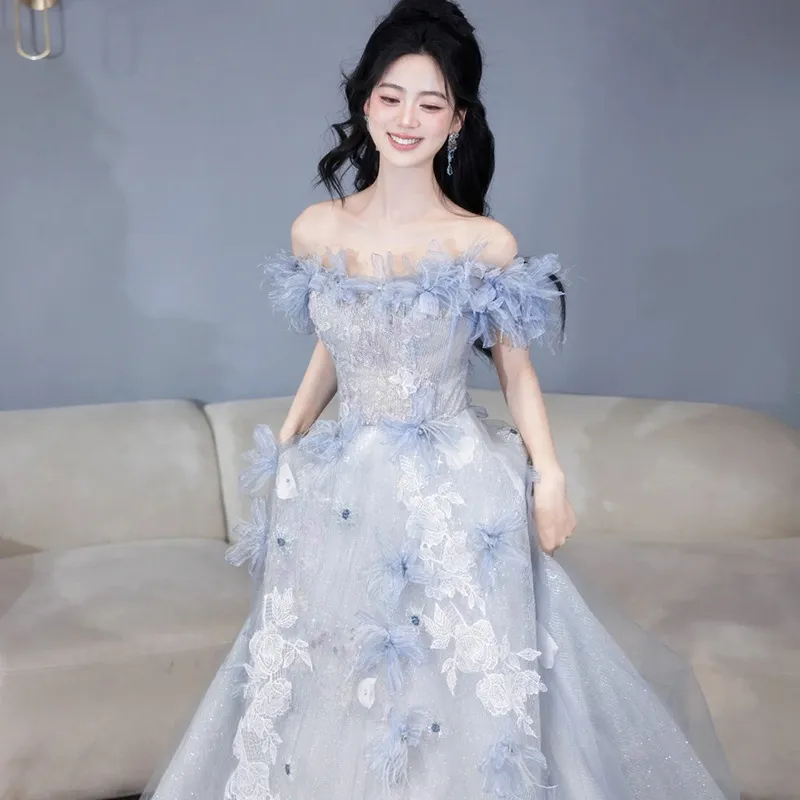 Elegant Blue Evening Gown for Women, 2026 Luxury Niche Design, Perfect for Weddings, Birthdays, and Special Occasions thumbnail 2