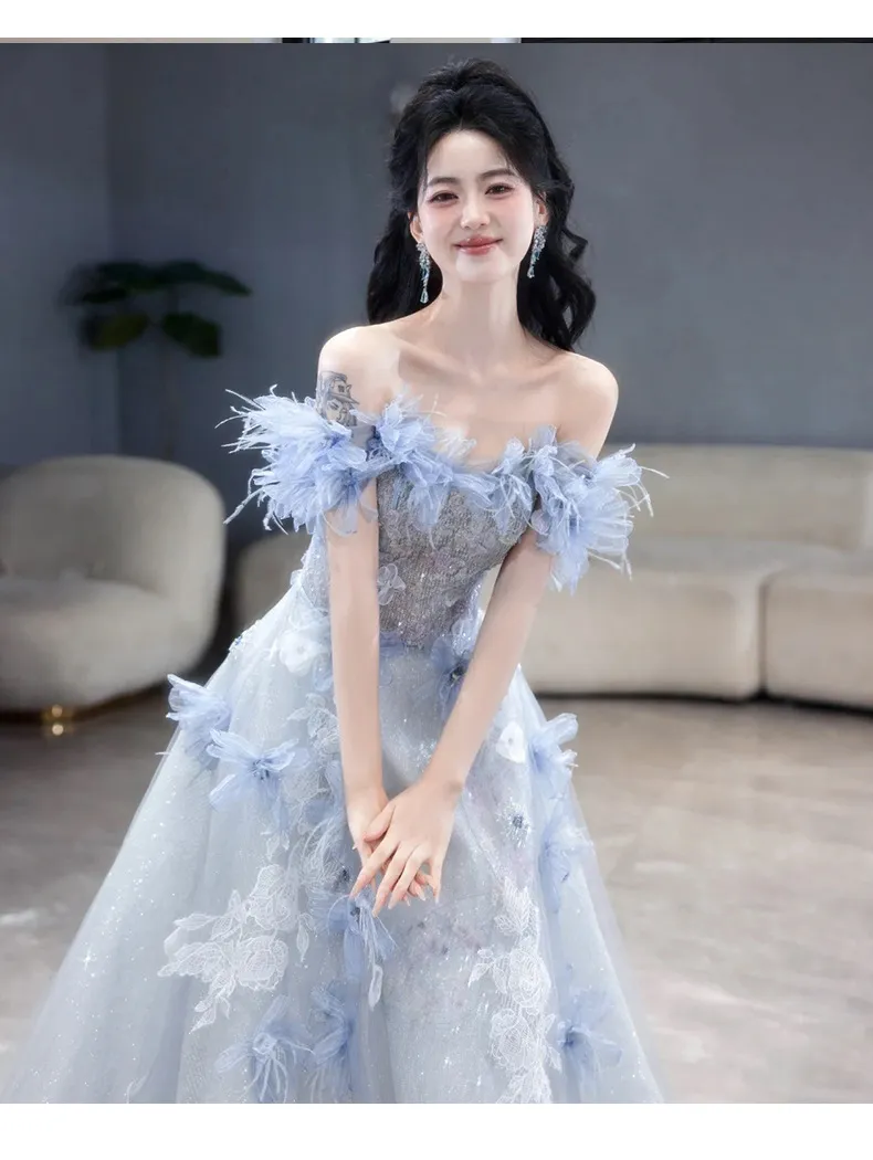 Elegant Blue Evening Gown for Women, 2026 Luxury Niche Design, Perfect for Weddings, Birthdays, and Special Occasions showcase 14