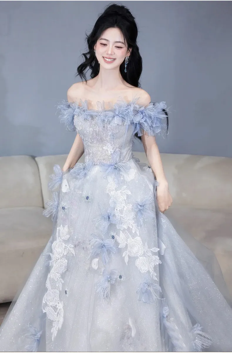 Elegant Blue Evening Gown for Women, 2026 Luxury Niche Design, Perfect for Weddings, Birthdays, and Special Occasions showcase 3