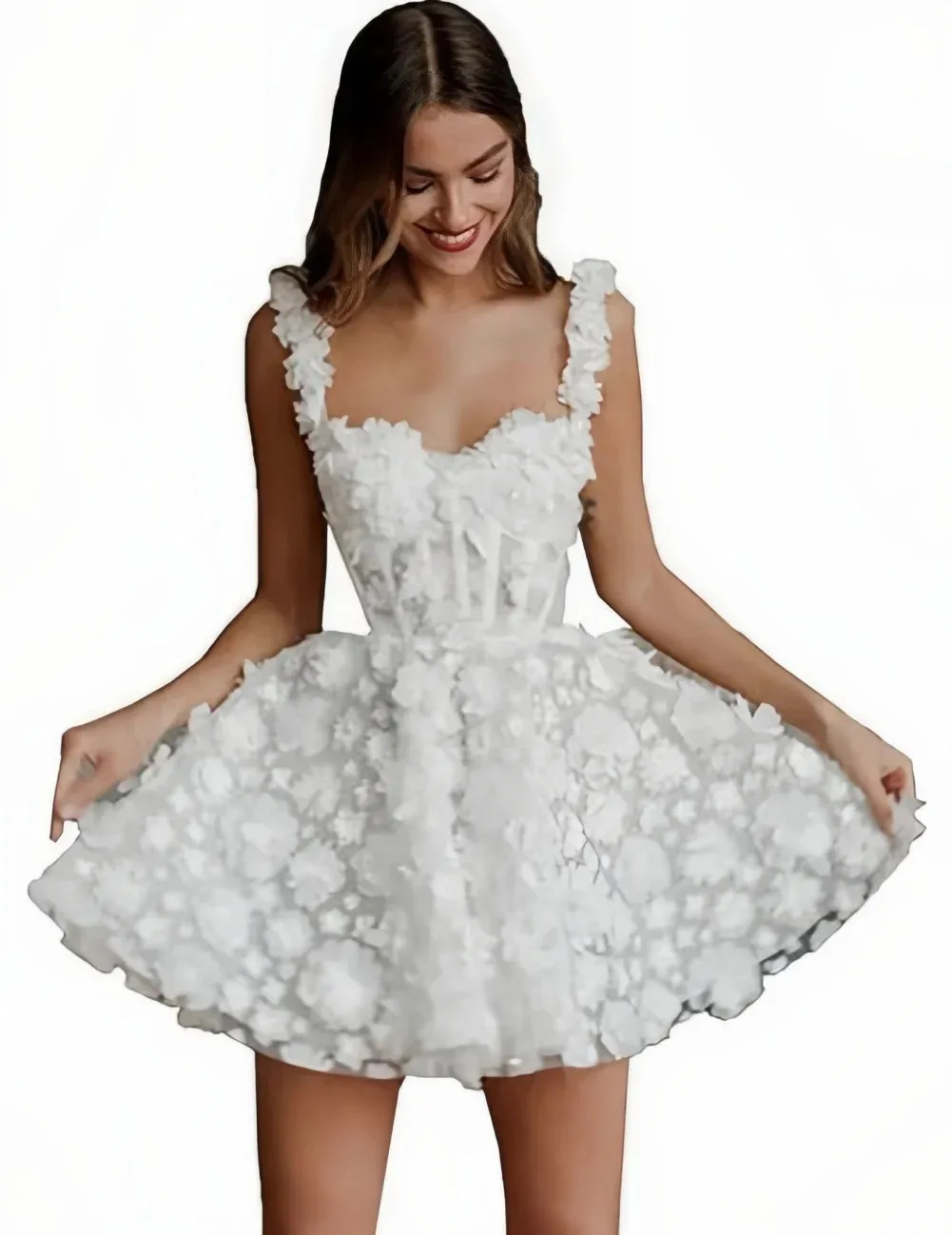 Elegant Off-Shoulder Mini Wedding Dress for Brides, Engagements, and Photoshoots - Lightweight, Chic, and Perfect for Parties and Travel thumbnail 6