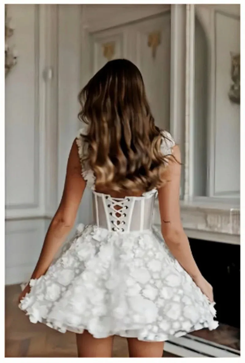 Elegant Off-Shoulder Mini Wedding Dress for Brides, Engagements, and Photoshoots - Lightweight, Chic, and Perfect for Parties and Travel showcase 2