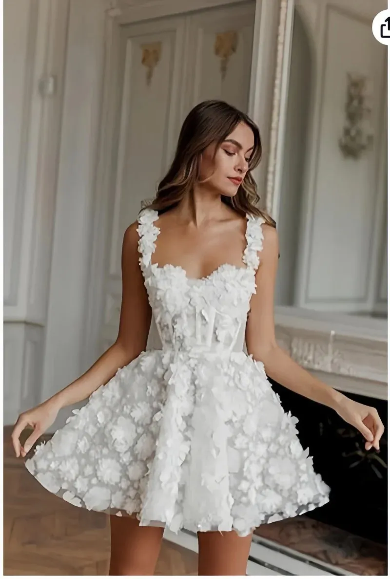 Elegant Off-Shoulder Mini Wedding Dress for Brides, Engagements, and Photoshoots - Lightweight, Chic, and Perfect for Parties and Travel showcase 6