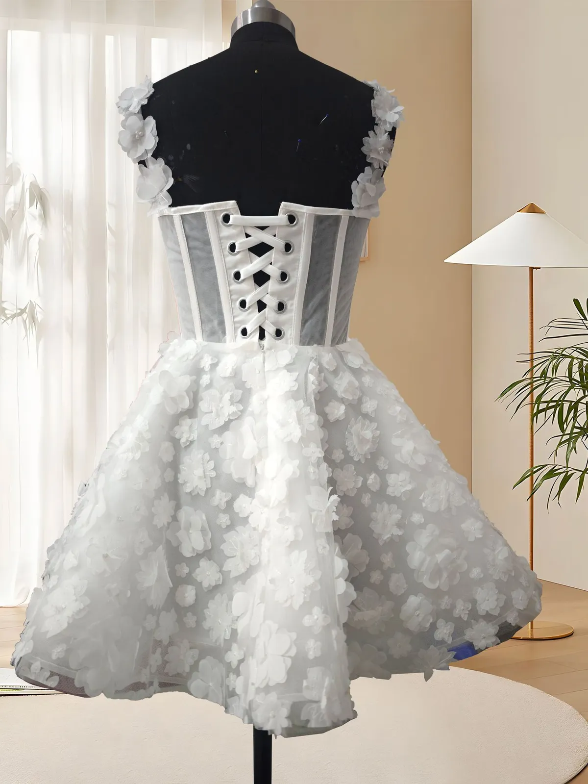 Elegant Off-Shoulder Mini Wedding Dress for Brides, Engagements, and Photoshoots - Lightweight, Chic, and Perfect for Parties and Travel showcase 8
