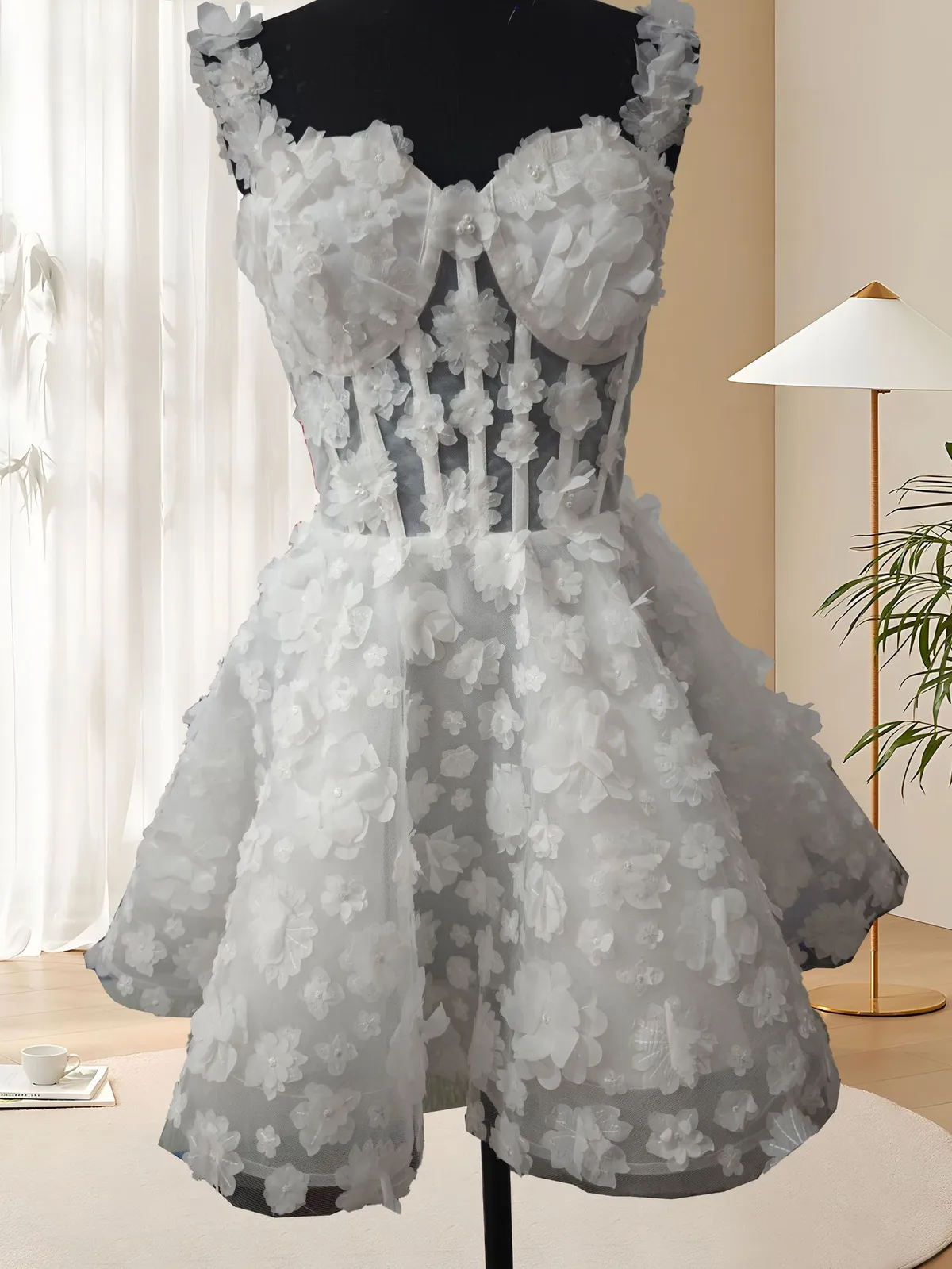Elegant Off-Shoulder Mini Wedding Dress for Brides, Engagements, and Photoshoots - Lightweight, Chic, and Perfect for Parties and Travel showcase 7
