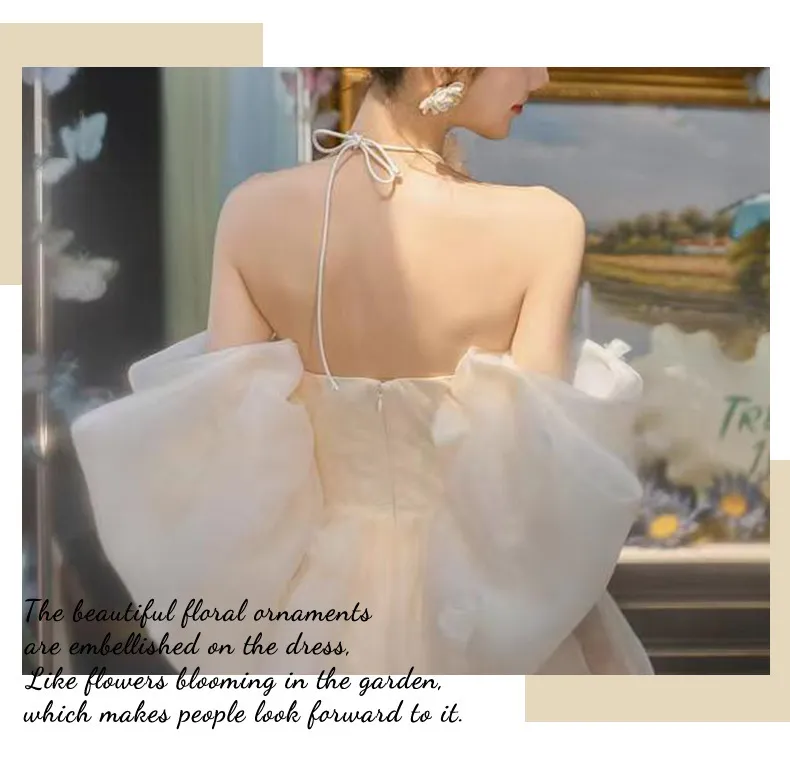 Elegant Off-Shoulder Bridal Robe & Wedding Welcome Dress - Light Luxury Yarn Evening Gown for Brides & Banquets showcase 12