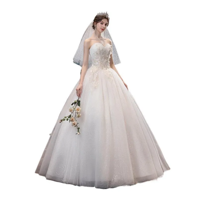 Elegant Strapless Slimming Wedding Dress 2026 Forest Style Bride Gown with Trailing Hem for a Simple and Chic Bridal Look - Image 5