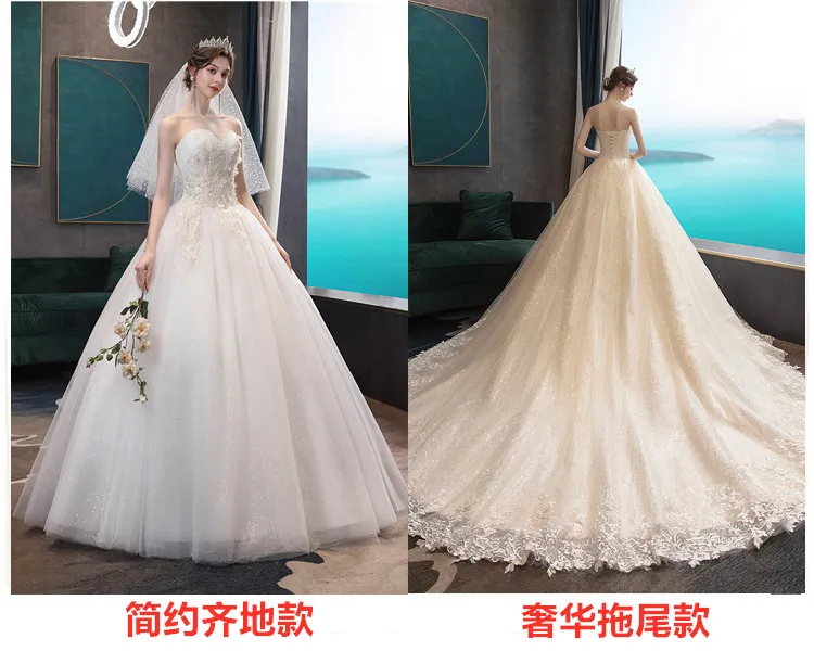 Elegant Strapless Slimming Wedding Dress 2026 Forest Style Bride Gown with Trailing Hem for a Simple and Chic Bridal Look showcase 9