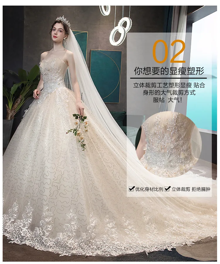 Elegant Strapless Slimming Wedding Dress 2026 Forest Style Bride Gown with Trailing Hem for a Simple and Chic Bridal Look showcase 6