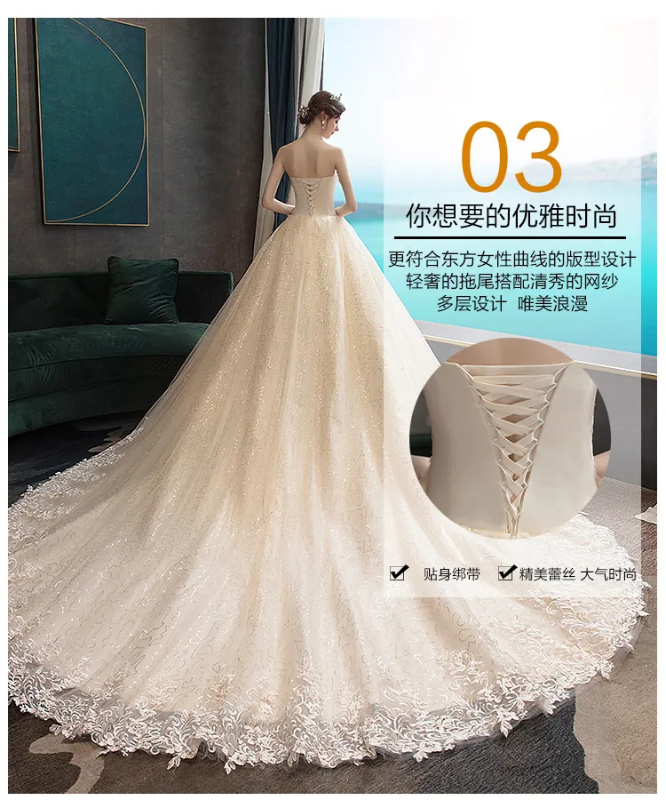 Elegant Strapless Slimming Wedding Dress 2026 Forest Style Bride Gown with Trailing Hem for a Simple and Chic Bridal Look showcase 7