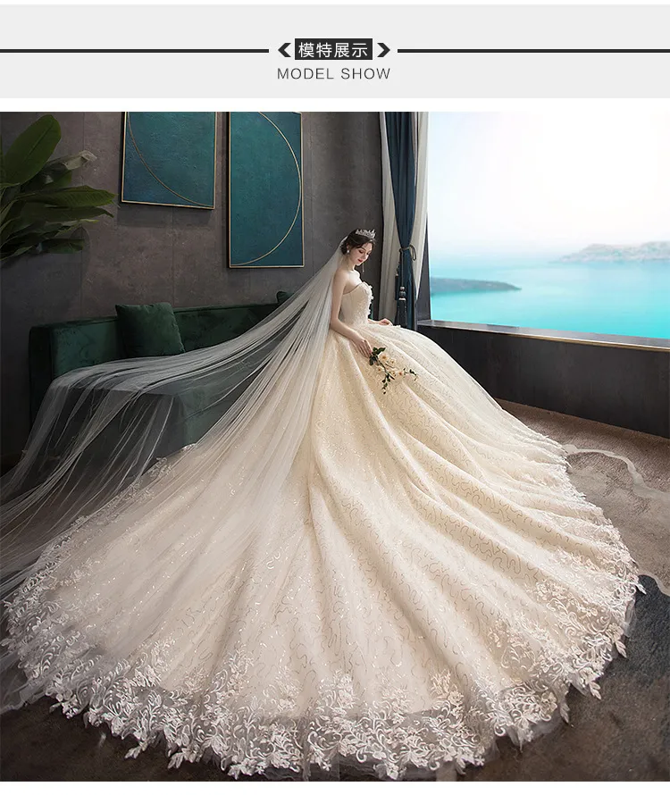 Elegant Strapless Slimming Wedding Dress 2026 Forest Style Bride Gown with Trailing Hem for a Simple and Chic Bridal Look showcase 10