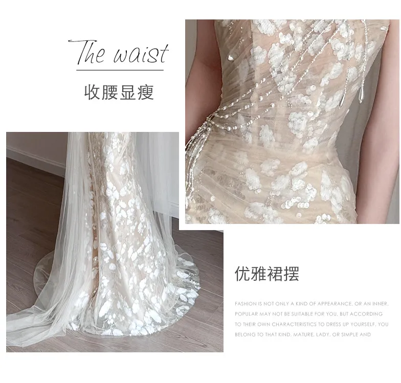 Elegant Strapless Fishtail Wedding Dress for Photoshoots & Evening Events - Light Luxury French Style Waist-Cinching Design showcase 5