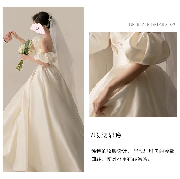 Elegant Strapless Satin Wedding Dress 2026 - Petite Bride Floor-Length Bridal Gown, Spring Collection Princess Style showcase 5
