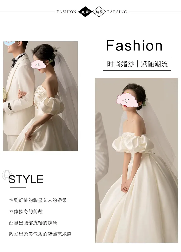 Elegant Strapless Satin Wedding Dress 2026 - Petite Bride Floor-Length Bridal Gown, Spring Collection Princess Style showcase 2