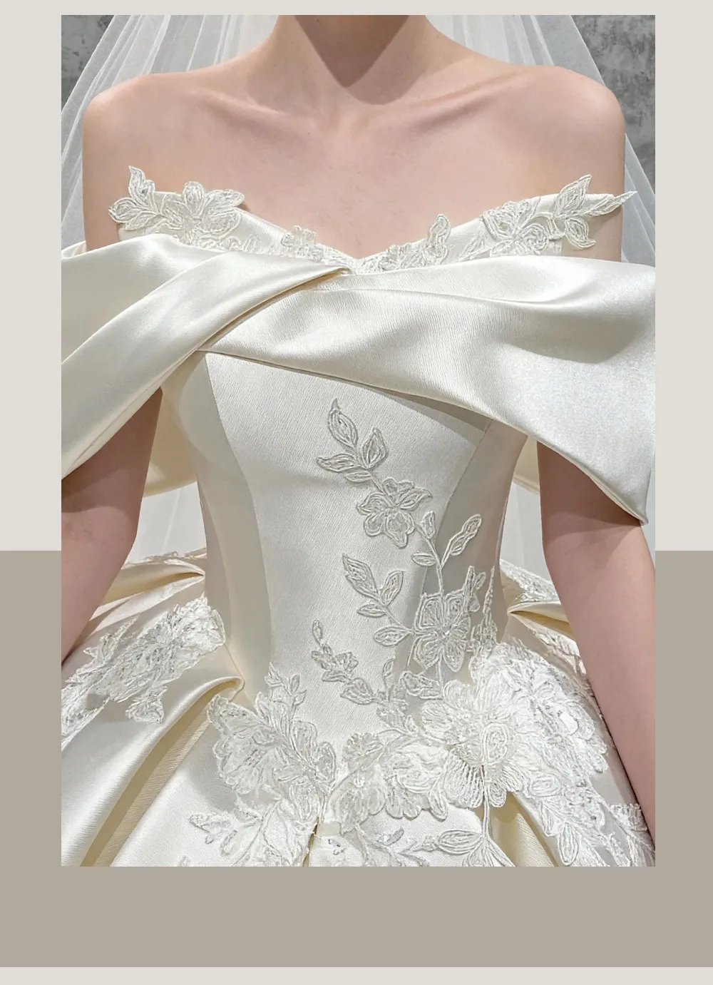 Elegant French Winter Wedding Dress 2025 - High-End Satin One-Shoulder Tail Gown for Brides showcase 1