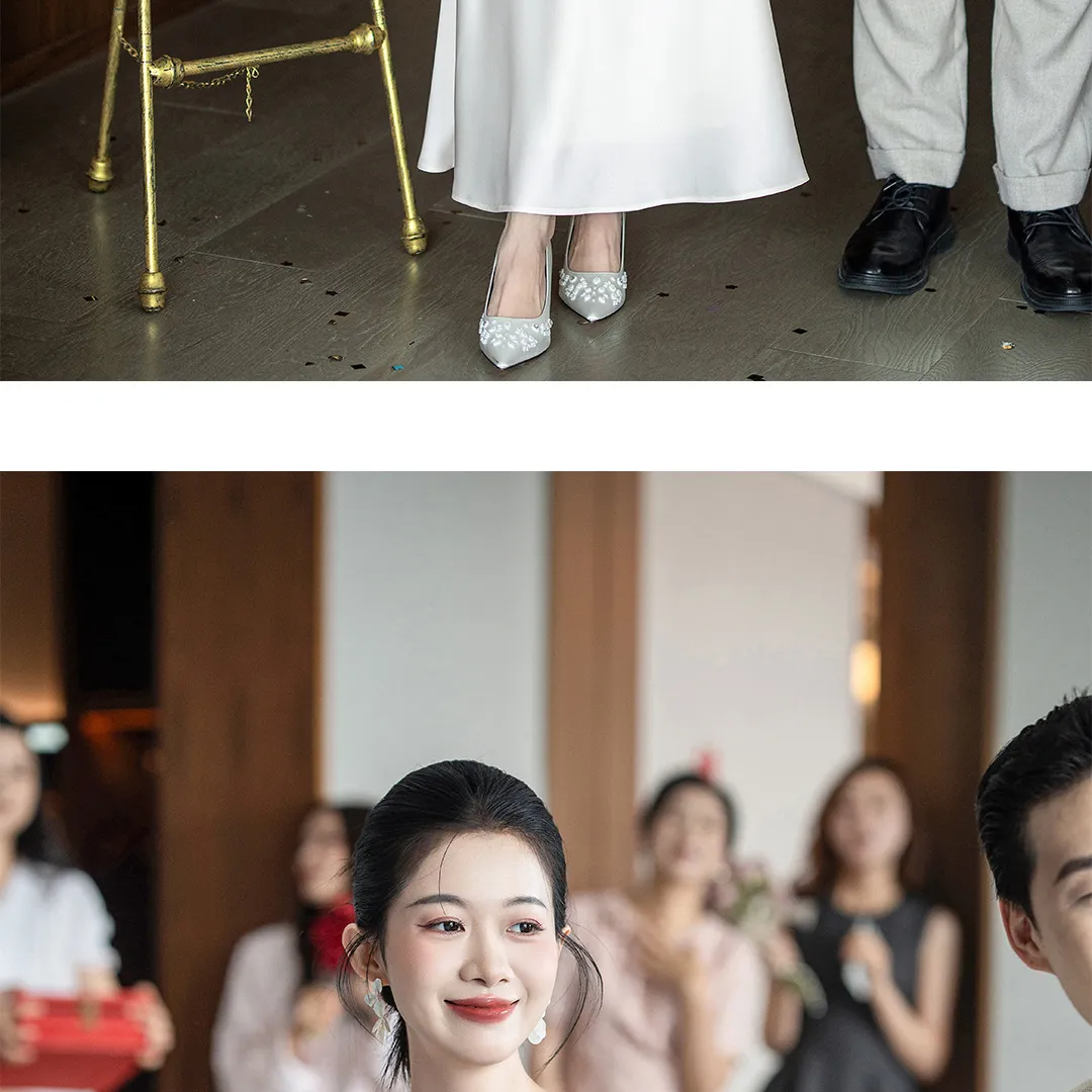 Elegant French Style Off-Shoulder Wedding Dress for Women - 2026 New Model High-End Engagement & Registration White Gown showcase 8