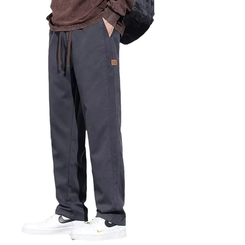Men's Loose Fit Casual Cargo Pants 2025 Spring Autumn Collection - Thick Straight Leg Versatile Wide-Leg Trousers for Everyday Comfort and Style thumbnail 5