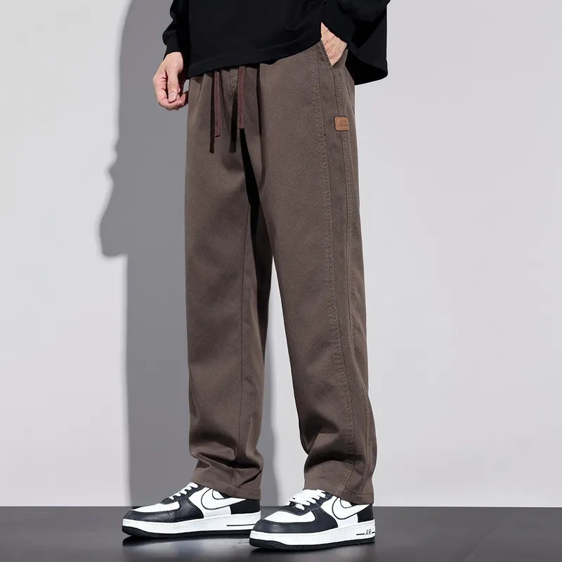 Men's Loose Fit Casual Cargo Pants 2025 Spring Autumn Collection - Thick Straight Leg Versatile Wide-Leg Trousers for Everyday Comfort and Style thumbnail 7