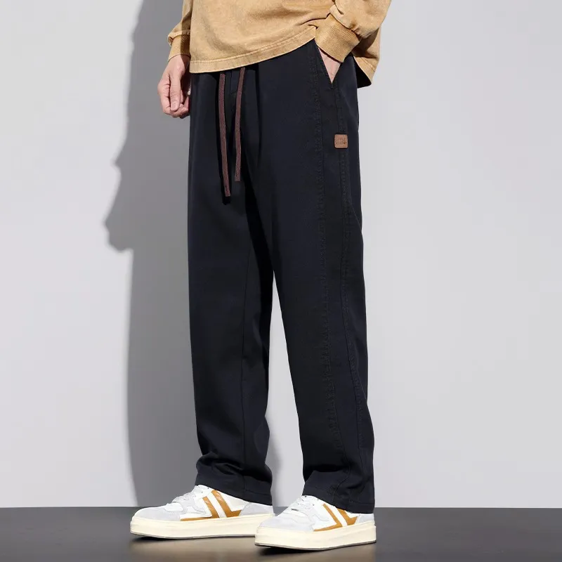 Men's Loose Fit Casual Cargo Pants 2025 Spring Autumn Collection - Thick Straight Leg Versatile Wide-Leg Trousers for Everyday Comfort and Style thumbnail 8