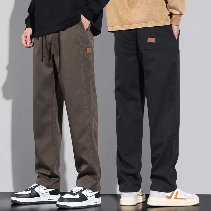 Men's Loose Fit Casual Cargo Pants 2025 Spring Autumn Collection - Thick Straight Leg Versatile Wide-Leg Trousers for Everyday Comfort and Style thumbnail 1