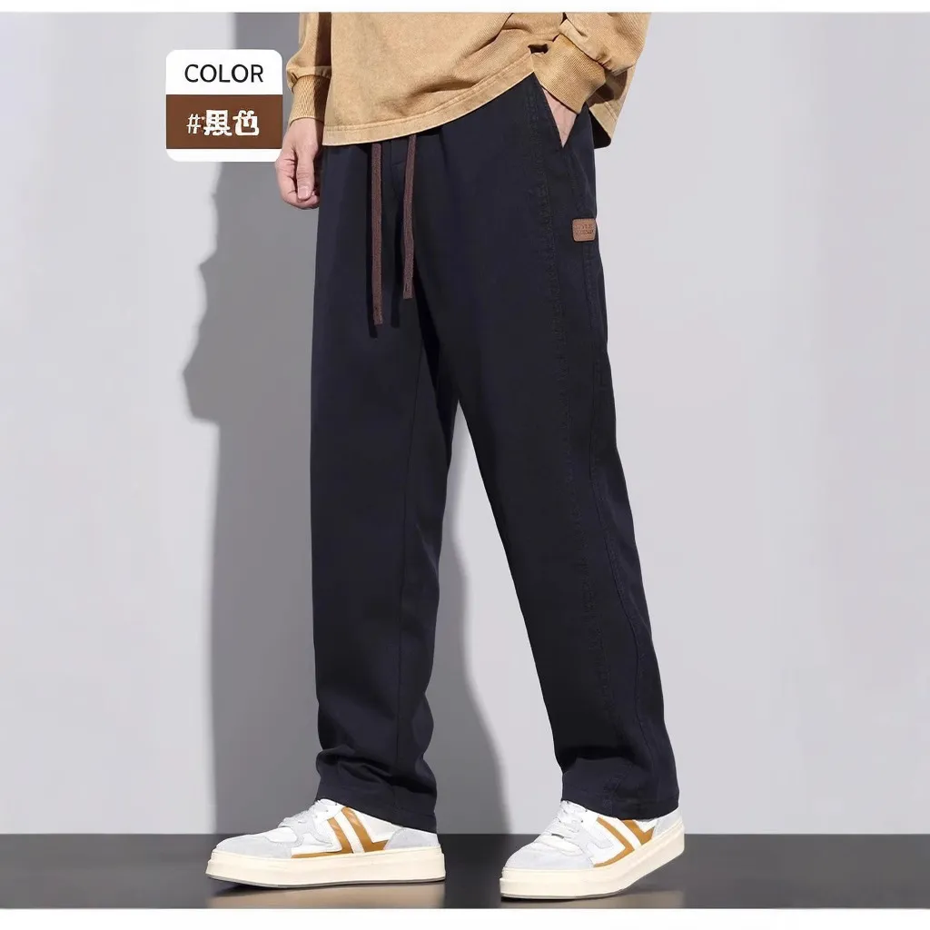 Men's Loose Fit Casual Cargo Pants 2025 Spring Autumn Collection - Thick Straight Leg Versatile Wide-Leg Trousers for Everyday Comfort and Style thumbnail 3