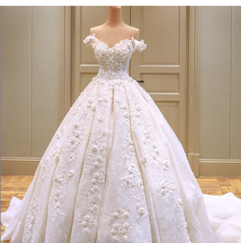 Champagne Off-the-Shoulder Wedding Dress with Train, 2026 Spring Plus-Size Korean Style Simple Floor-Length Bridal Gown for Elegant Ceremonies showcase 16