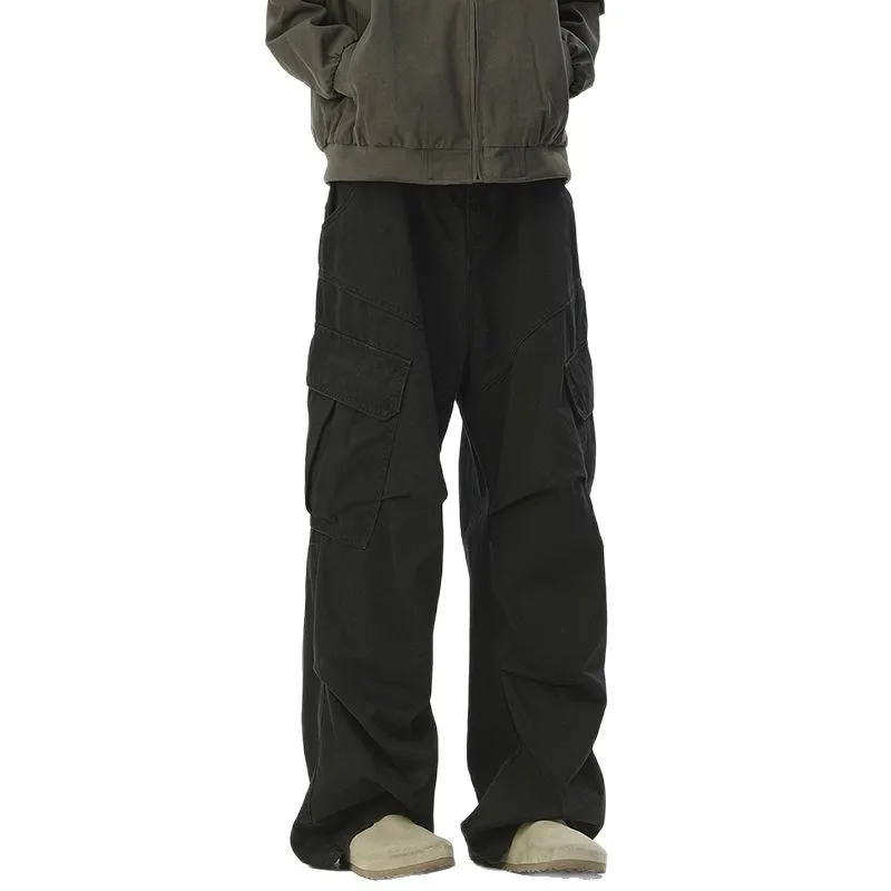 Men's Spring Autumn Casual Wide-Leg Overalls Pants - American Style Trendy Loose Fit Straight Leg Denim Jumpsuit for Fashionable Streetwear thumbnail 5