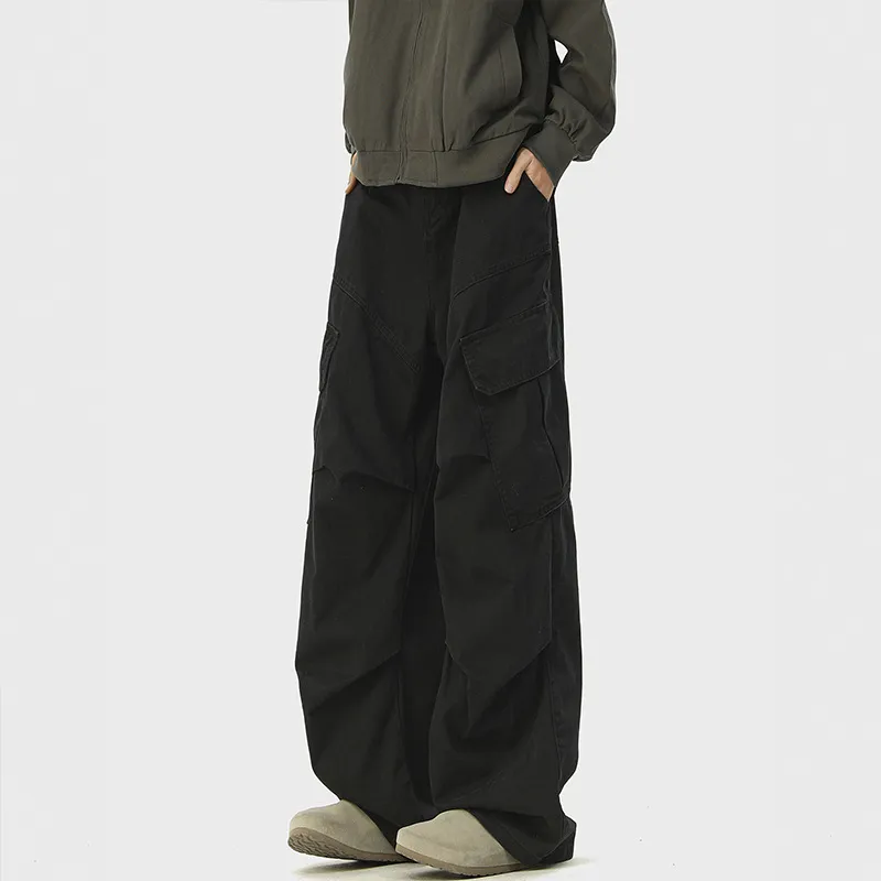 Men's Spring Autumn Casual Wide-Leg Overalls Pants - American Style Trendy Loose Fit Straight Leg Denim Jumpsuit for Fashionable Streetwear thumbnail 2