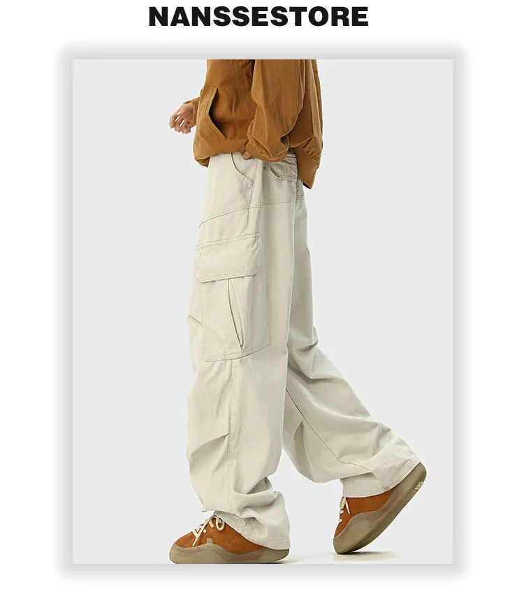 Men's Spring Autumn Casual Wide-Leg Overalls Pants - American Style Trendy Loose Fit Straight Leg Denim Jumpsuit for Fashionable Streetwear showcase 9