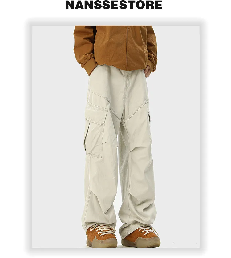 Men's Spring Autumn Casual Wide-Leg Overalls Pants - American Style Trendy Loose Fit Straight Leg Denim Jumpsuit for Fashionable Streetwear showcase 8