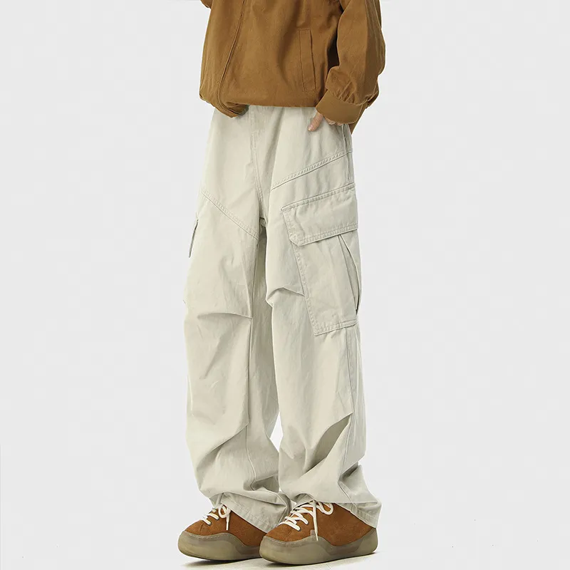 Men's Spring Autumn Casual Wide-Leg Overalls Pants - American Style Trendy Loose Fit Straight Leg Denim Jumpsuit for Fashionable Streetwear thumbnail 1