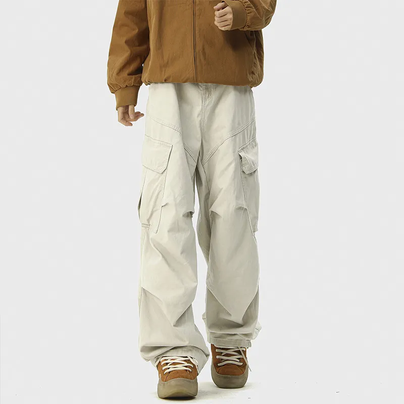 Men's Spring Autumn Casual Wide-Leg Overalls Pants - American Style Trendy Loose Fit Straight Leg Denim Jumpsuit for Fashionable Streetwear thumbnail 3