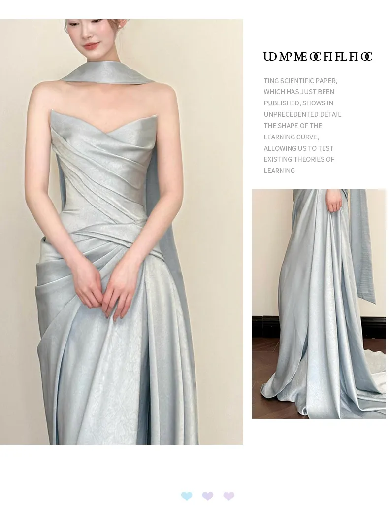 Elegant French-Style Bridal Morning Robe for Women, Luxury Wedding Veil & Engagement Toast Dress, Birthday Strapless Gown showcase 14